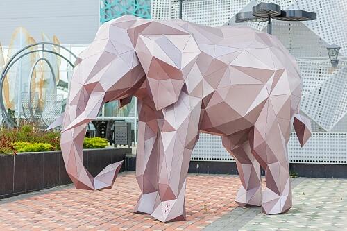 Полигональная фигура &amp;quot;Слон&amp;quot; розовый