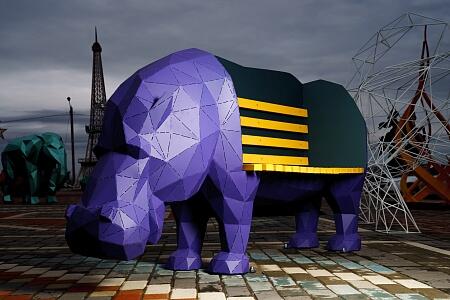 Полигональная скамья "Бегемот"